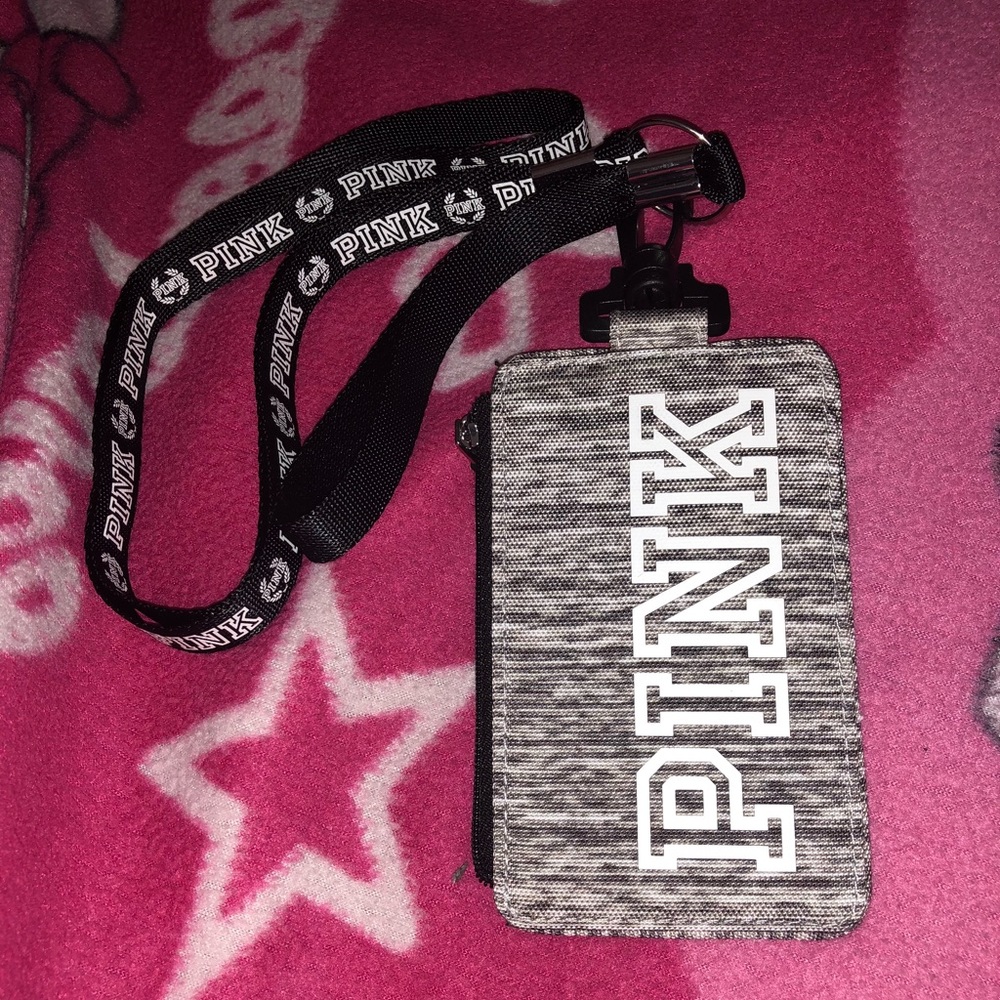 Pink lanyard id wallet